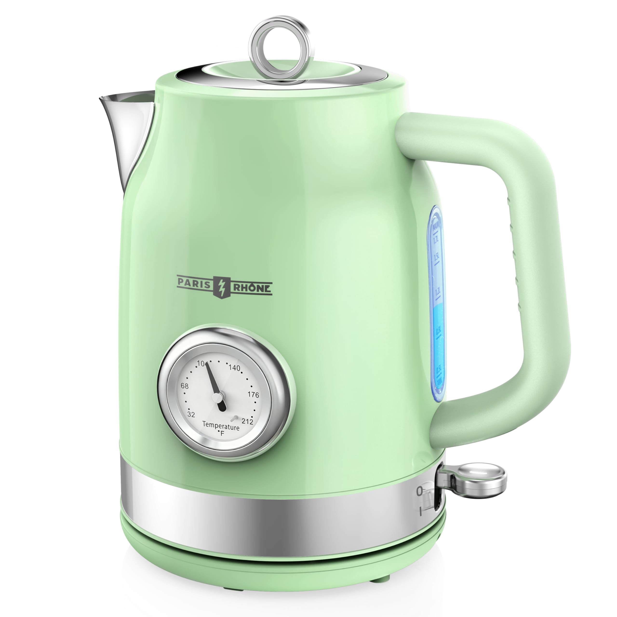 Hot Tea Kettle Water Boiler with Thermometer, 1500W Fast Heating Stainless Steel Tea Pot, Cordless with LED Indicator, Auto Shut-Off &amp; Boil Dry Protection