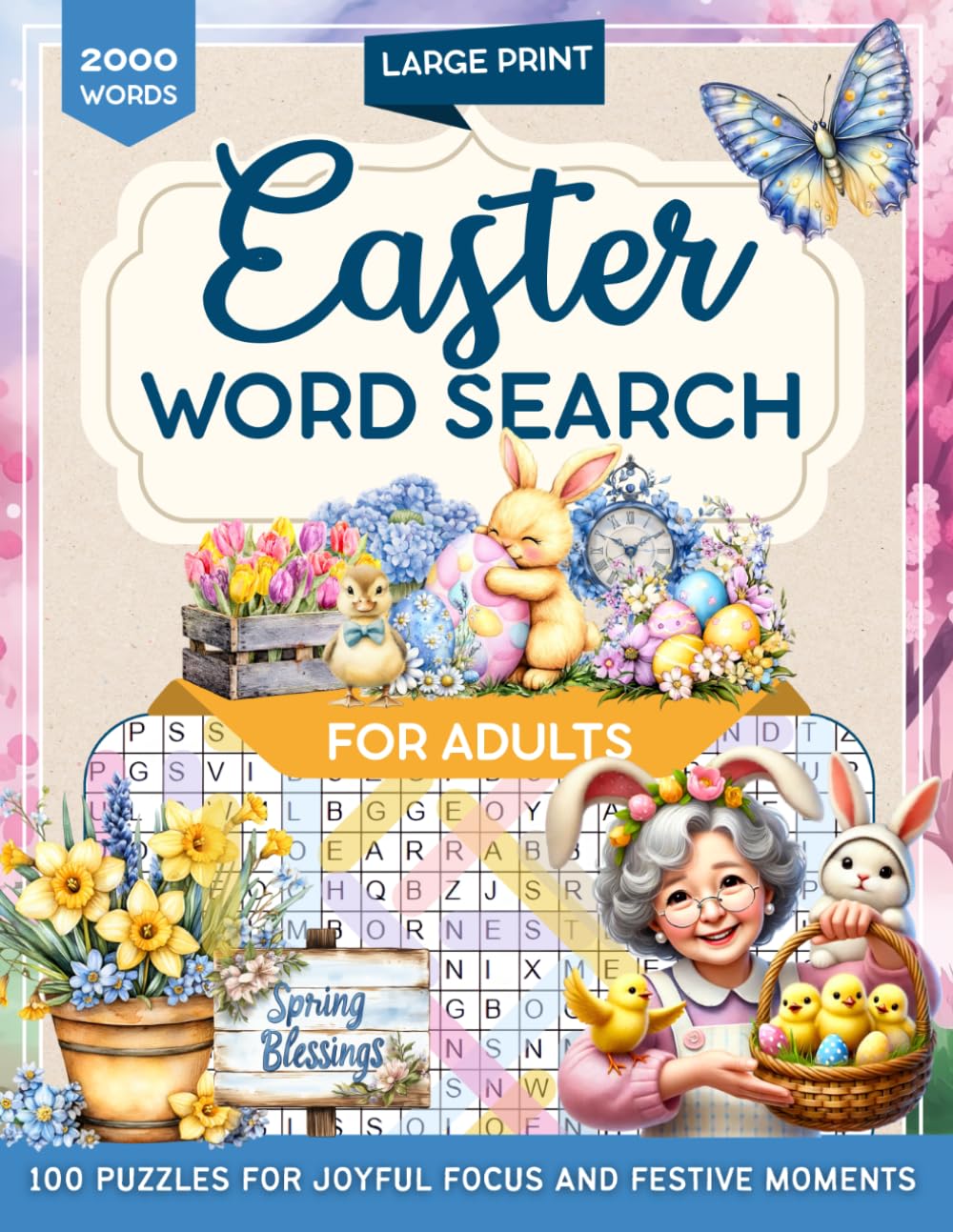 Easter Word Search for Adults: Large Print Joyful Holiday Word Puzzles for Relaxation and Stress Relief