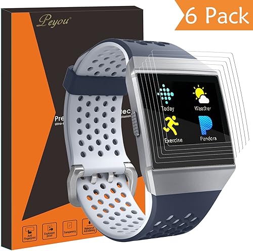 PEMOTech Pellicola Protettiva per Fitbit Ionic 6 Pezzi   Copertura Completa Perfettamente Chiaro Adatto Facile Installare Protezione Schermo con Pellicola Antibolla per Fitbit Ionic  2017 