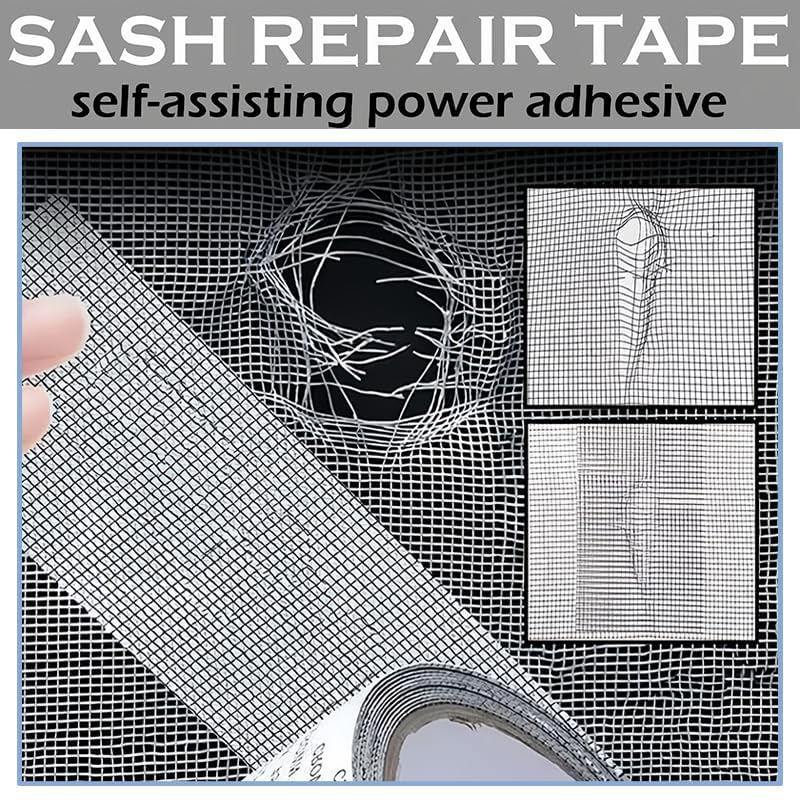 Image of VIVNITS Mosquito Net Repair Tape 4 In x 79 In (10CM x 200CM), Self Adhesive Window Screen Mesh Roll, Peel and Stick Patch for Torn Holes, Durable Fiberglass Insect Screen (10 CM)