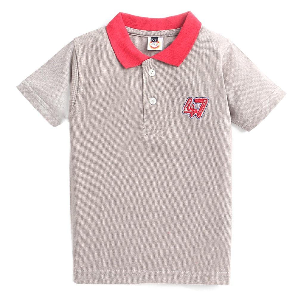 Hopscotch Baby Boys Cotton T-Shirt Casual Wear Printed Round Neck Half Sleeves T-Shirts in Gray Color