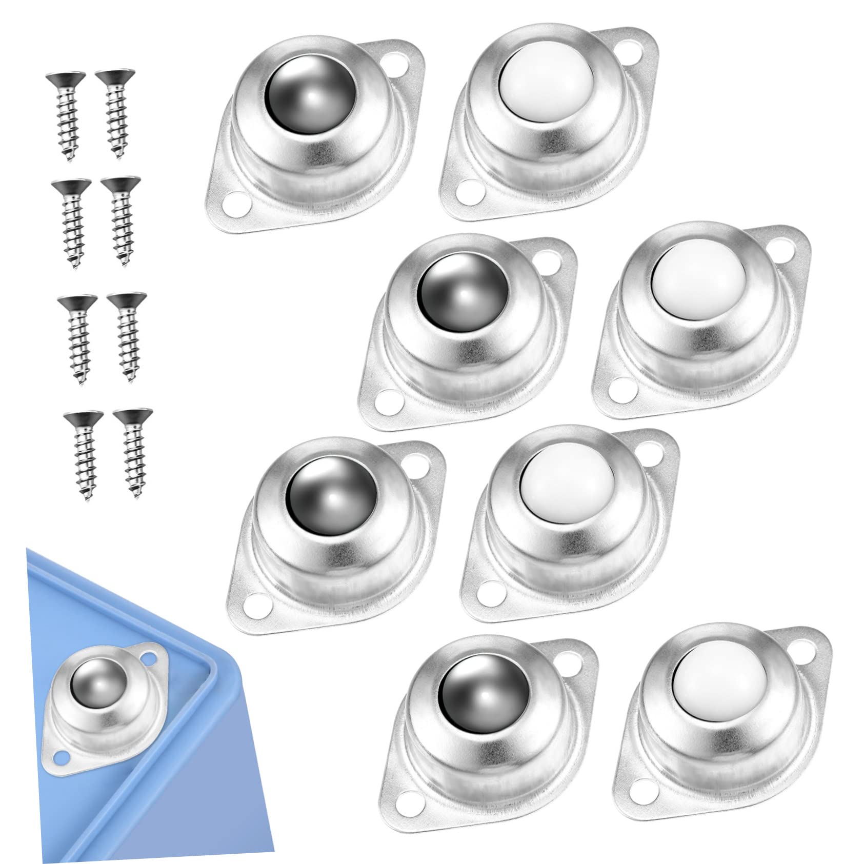 KICHOUSE Furniture Casters 8 Pack Castors for Furniture Legs Swivel Caster Wheels Easy to Install Suitable for Home Office