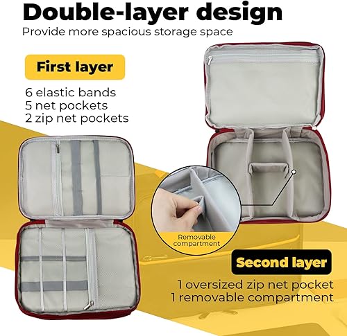 Miniatura 4 de LELE LIFE Organizador de botellas de píldoras con 100 bolsas de píldoras transparentes, bolsa de medicamentos de 2 capas para viajes, organizador de