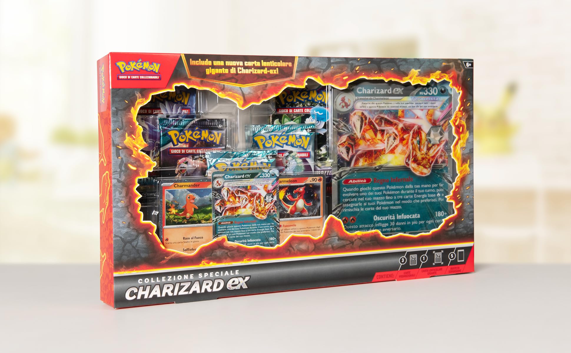 Pokémon GCC: collezione speciale Charizard-ex - una carta promozionale olografica, due carte olografiche, una carta lenticolare gigante e cinque buste di espansione