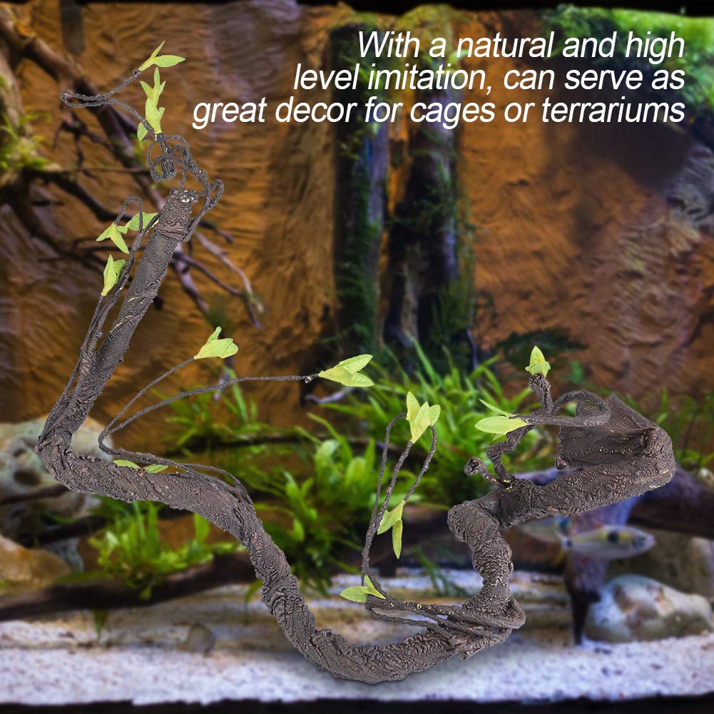 Oumefar Artificial Reptile Vine Climber Jungle Forest Curved Branch Terrarium Cage Decor Artificial Climbing Plants for Lizards Frogs Snakes