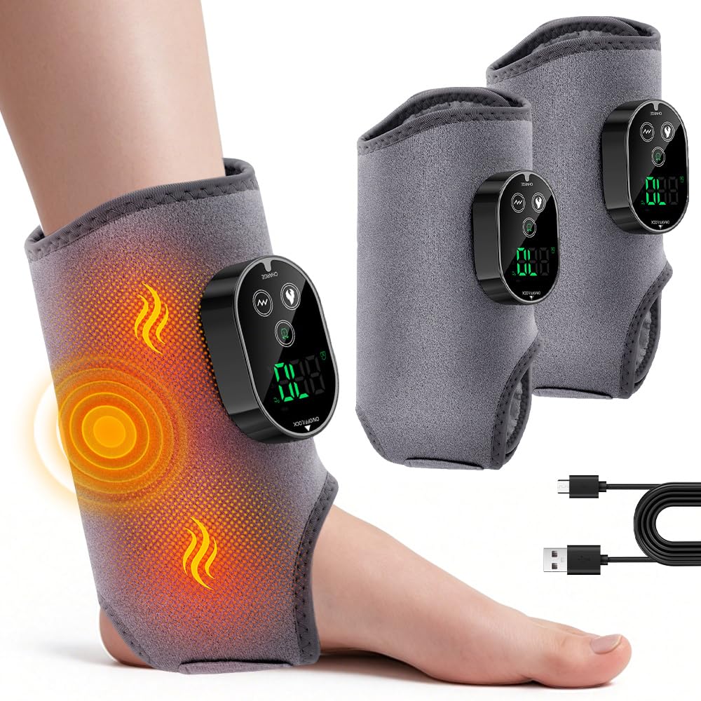 Masajeador de Pies Eléctrico 3 en 1 Inalámbrico,2 Recargable Foot Massager con 3 Modos,6 Niveles de Calor,Temporizador de 3 Tiempos,Incluye Banda de Extensión,para Tobillo Talón Planta y Empeine