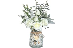 Charming Faux Roses with Vase: A Botanical Masterpiece for Your Abode