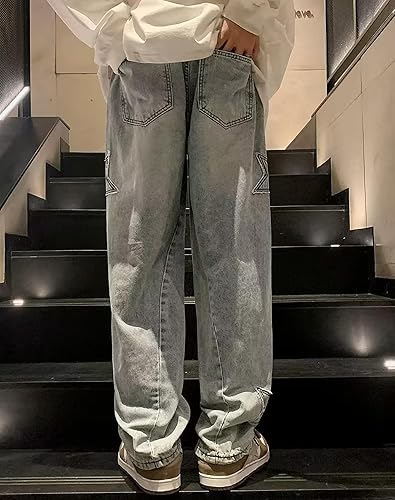 Vista 3 de Kisswow Y2k Star Jeans para mujer, lindos jeans para adolescentes, pantalones cargo Y2K para mujer