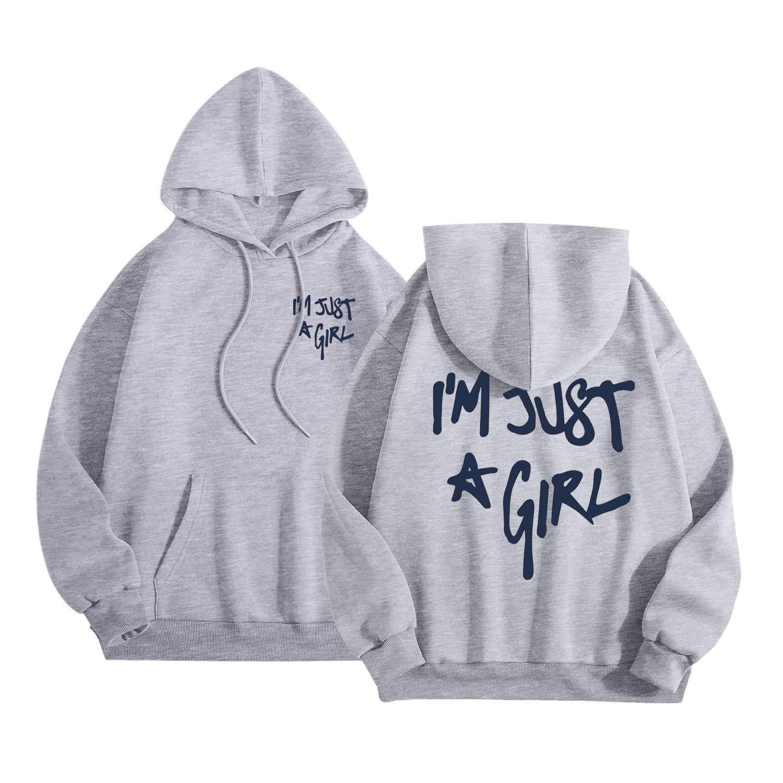 I'm Just A Girl Felpe con cappuccio da donna carine casual vestibilità ampia con cappuccio vestiti moda anime lettera grafica abiti alla moda da donna con cappuccio vestibilità ampia divertente