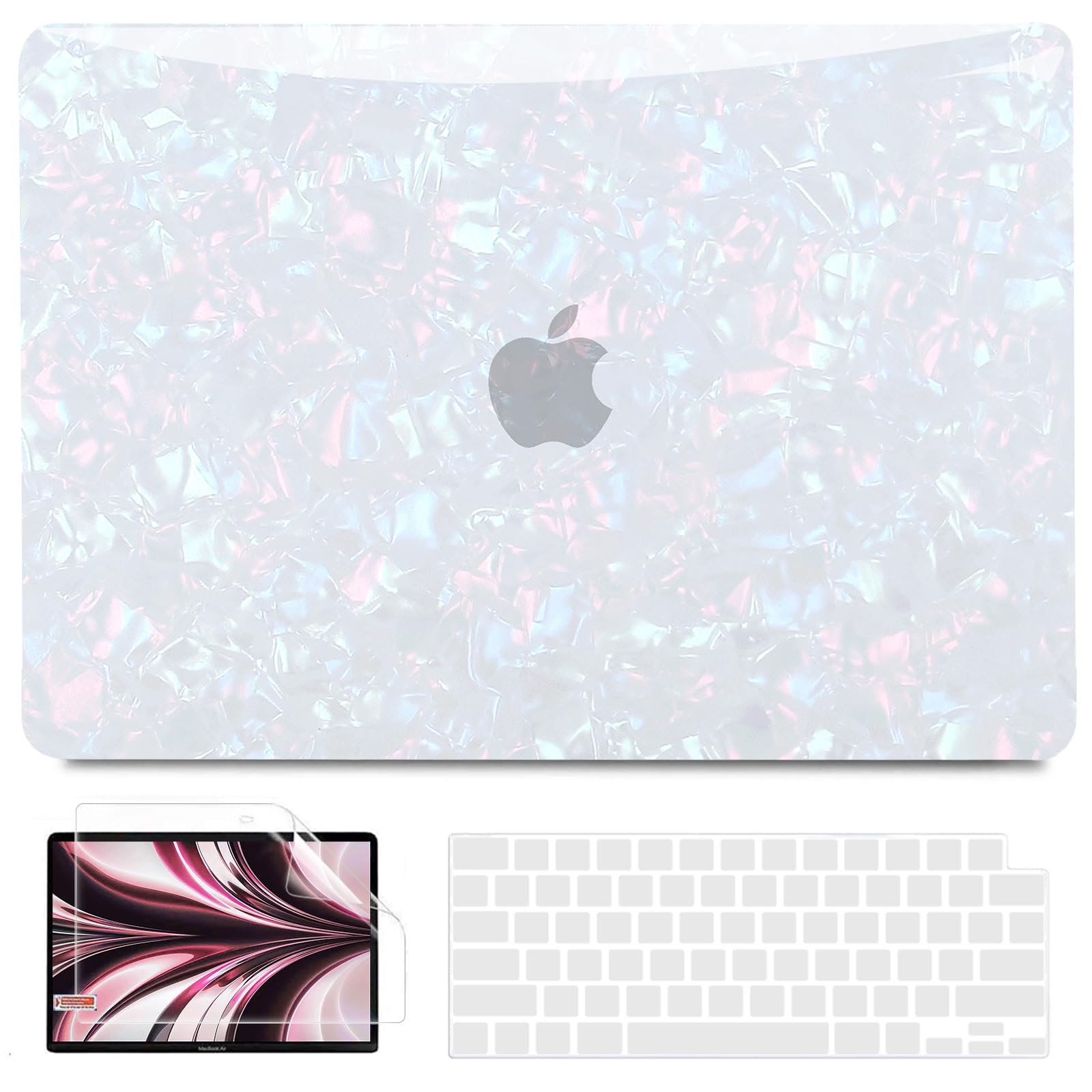 Photo 1 of B BELK Compatible with MacBook Air 13.6 inch Case 2022 2023 Release A2681 Liquid Retina Display & Touch ID, Plastic Laptop Hard Shell Case & Keyboard Cover & Screen Protector, Shiny Luster Pearl Shiny Pearl