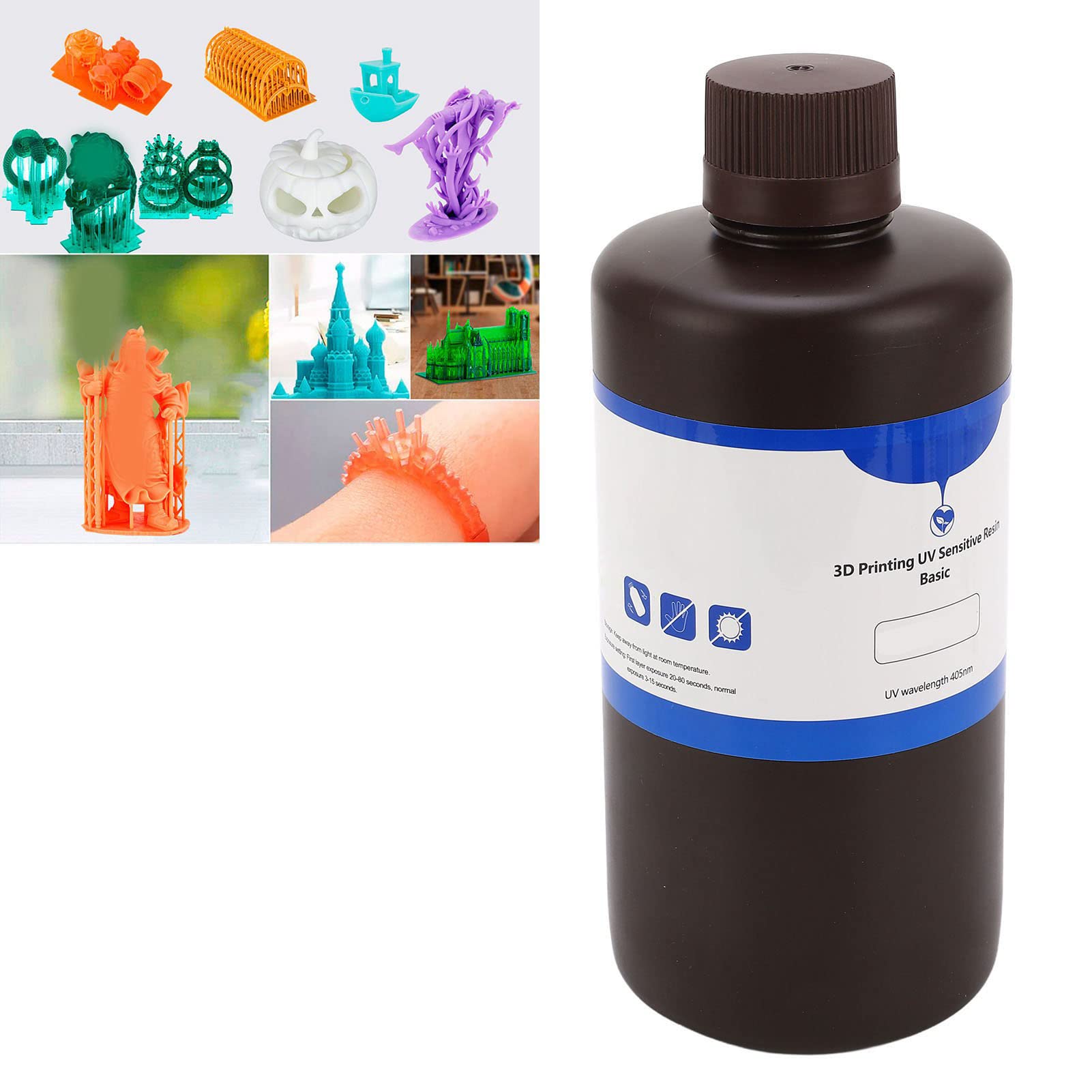 Alvinlite Resina para Impresora 3D Resina De Curado Rápido De Alta Tenacidad Fotopolímero para Impresora 3D Resina De Curado UV para Impresión LCD 3D 405 NM 2.2 LB Resina De Fotopolímero 3D(Negro)