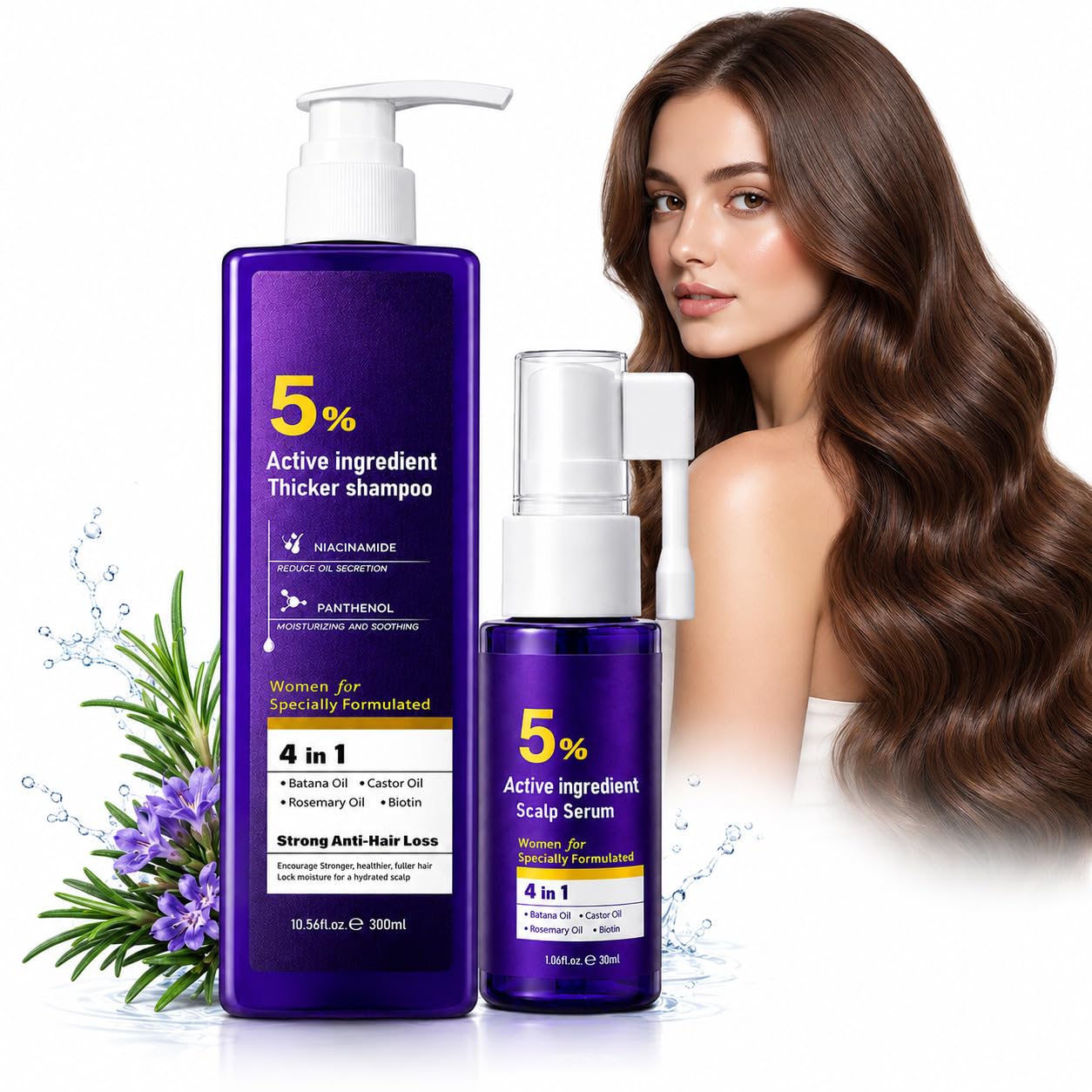 330ml Shampoo And Haarpflege Set, Rosmarin Shampoo, Scalp Hair Serum, NäHrende Und StäRkende Formel, Thickening, Reduces Shedding, FüR Gesundes Haar & Volumen