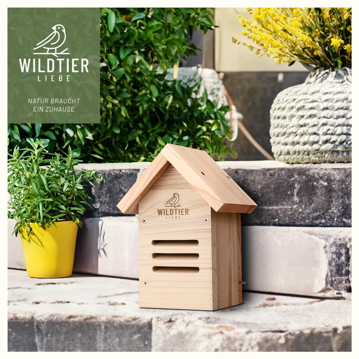 wildtier liebe Marienkäfer-Hotel, Marienkäferhaus - Wetterfest & Unbehandelt aus Massiv-Holz I Insektenhotel für Marienkäfer zum Aufhängen I Nistkasten, Marienkäferunterkunft für Garten, Balkon
