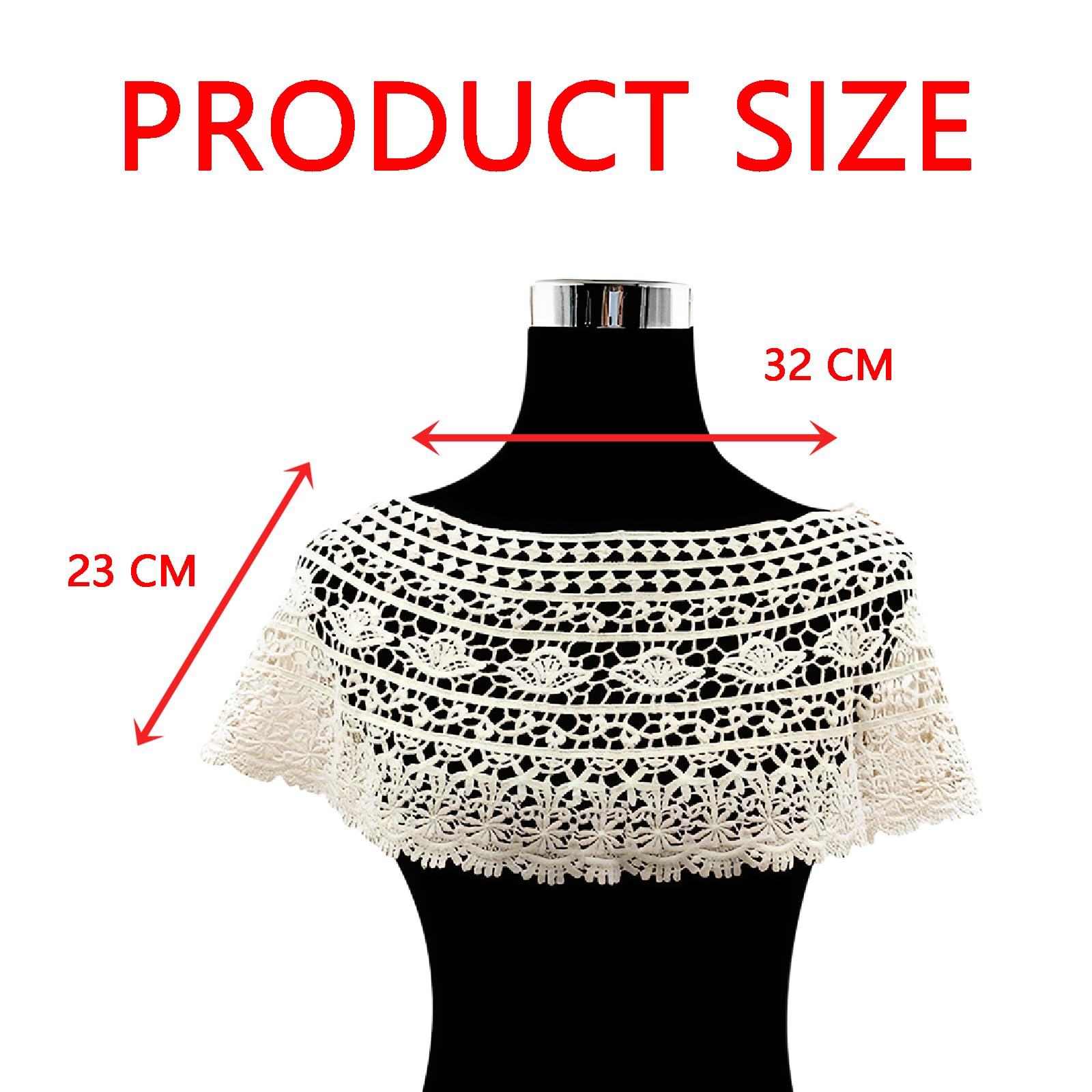 Gozaqe Lace Shrugs for Women Stylish Cape Poncho for Women,Shrug Top for Woman,Floral Pattern Loose Knit Cover Up Wraps for Evening Dress,Off-Shoulder,Beachwear(S SIZE) - Image 2 thumbnail