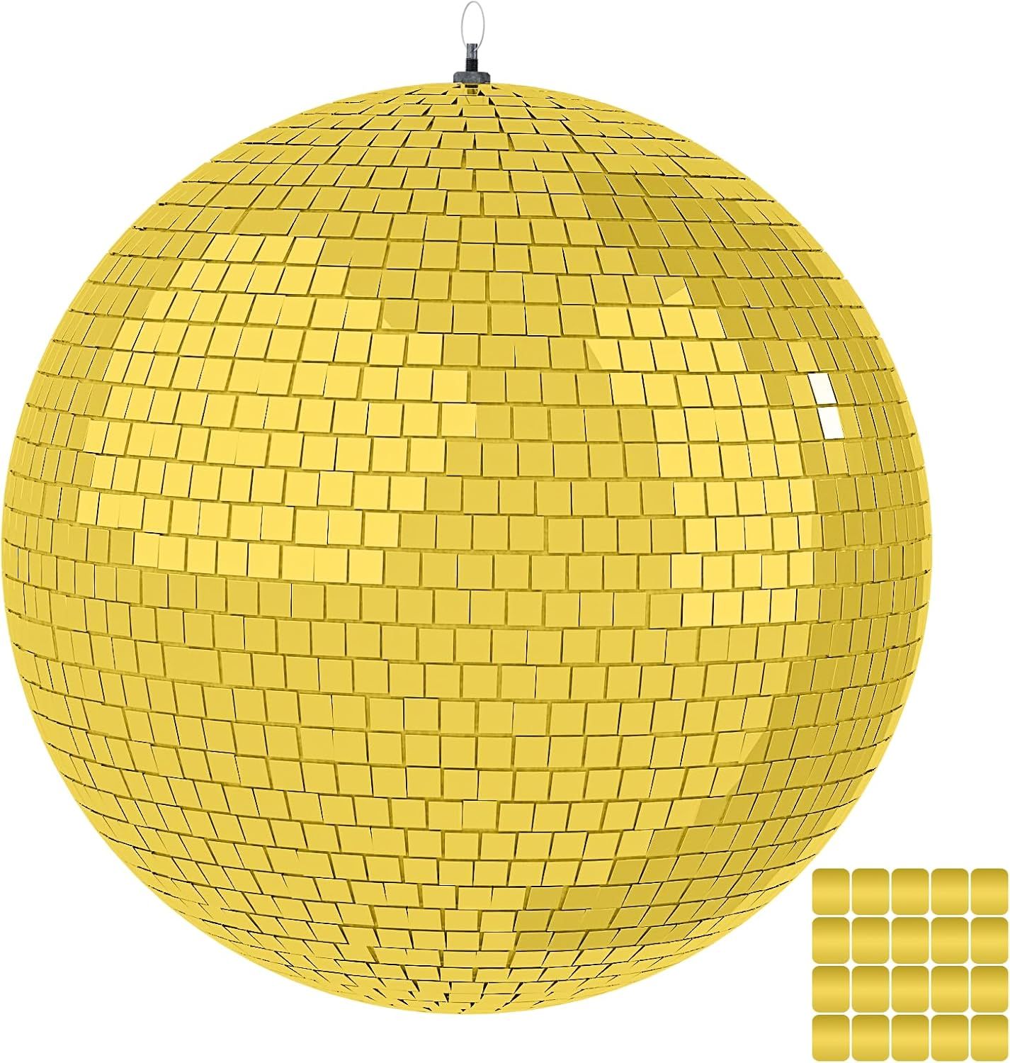 16 Inch Mirror Disco Ball lamp, Gold 16" Disco Ball Decor Hanging Disco Ball for Party Wedding Holiday Home Decoration, Replacement Mirror x 20pcs, Gold, 16inch