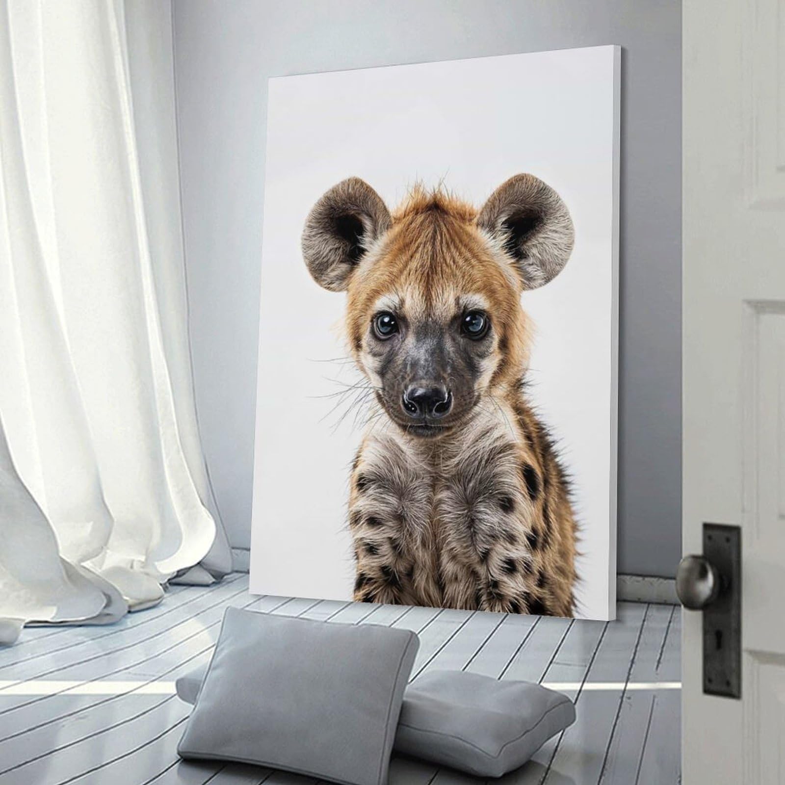 Junmoney Cute Baby Hyena Canvas Art Print 20x30inch(50x75cm), for Calm Bedrooms, Home Corners Or Flats, An Easy Wall Refresh for Bedrooms