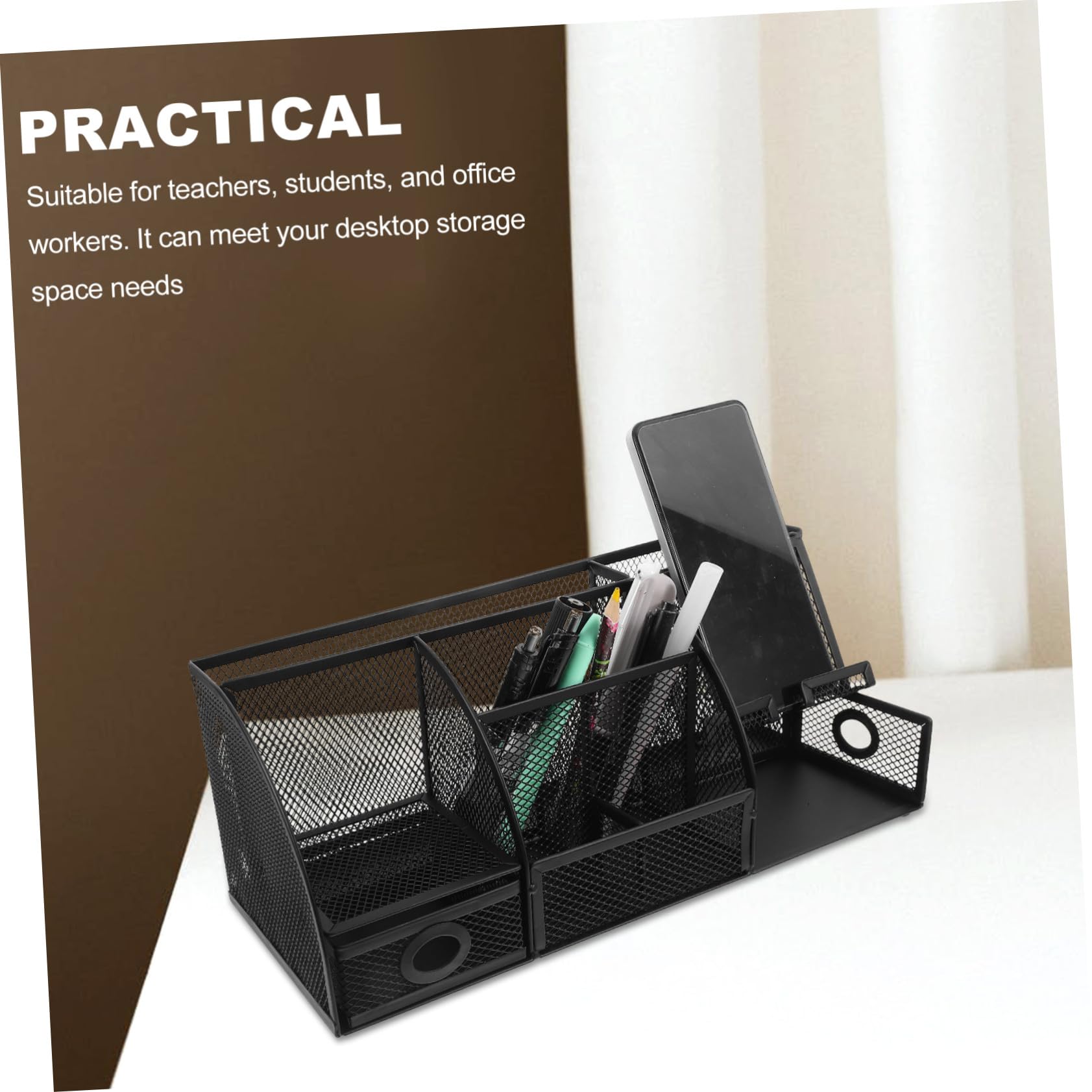 GALPADA Eisen Stiftehalter Schwarzer Tischorganizer für Bürobedarf | Modernes, Schlankes Design, Platzsparende Aufbewahrung für Make Up und Schreibtischutensilien