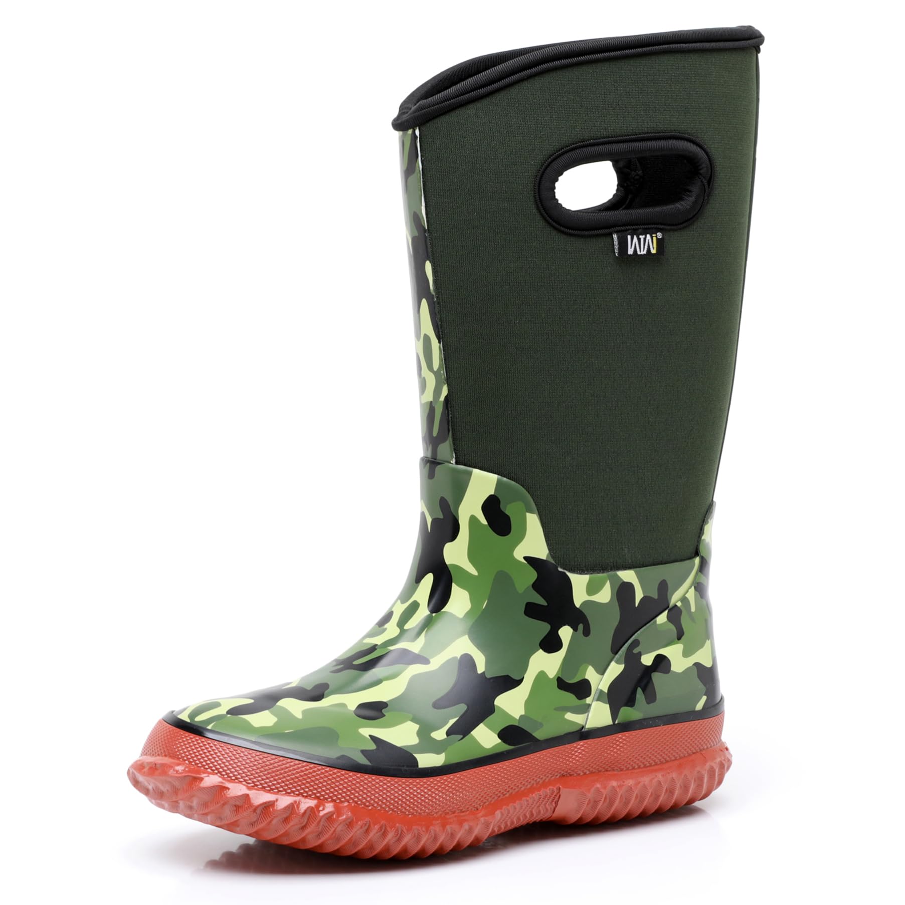 WTW Kids Rubber Rain Boots - Neoprene Insulated 100% Waterproof Mid Calf Mud Boots for Boys and Girls Winter Snow Boots