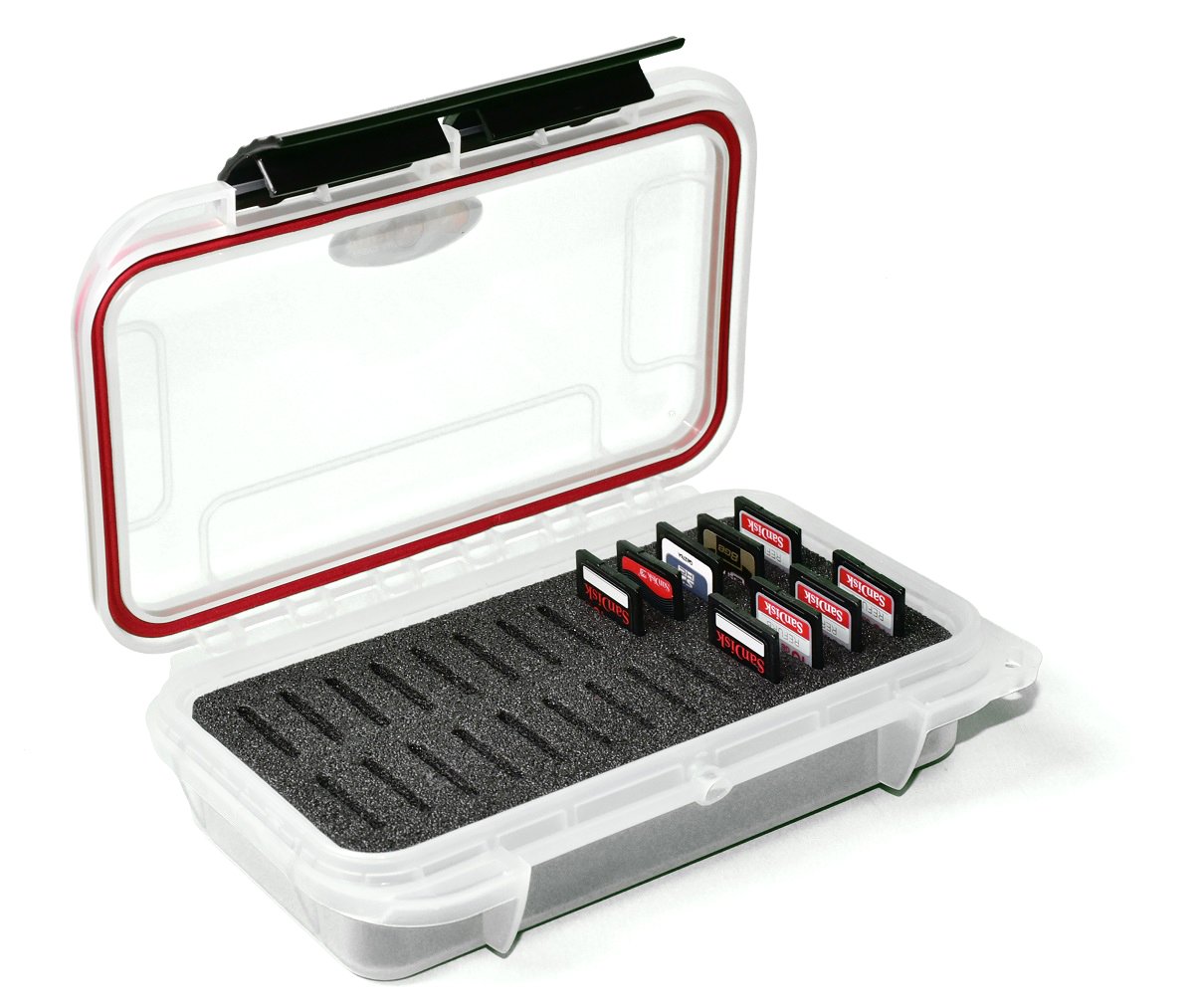 Waterproof Dust-Proof Professional 26 SD SDXC SDHC Memory Card Protective Case ELSD-26 Black Foam See Through Clear Case