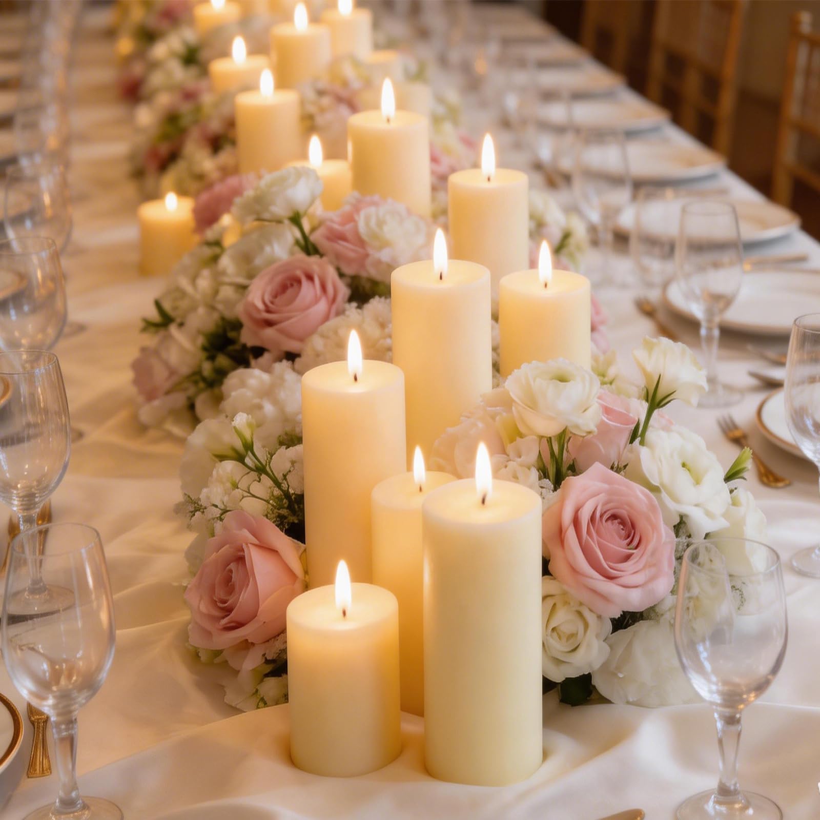 Photo 1 of Veiuwa 72 Pack Ivory Pillar Candles Bulk Set, 2x3 2x6 2x8 Inch - 24 Each Size, Dripless Smokeless Clean Burning for Wedding Centerpieces, Home Decor, Church, Romantic Ambiance?