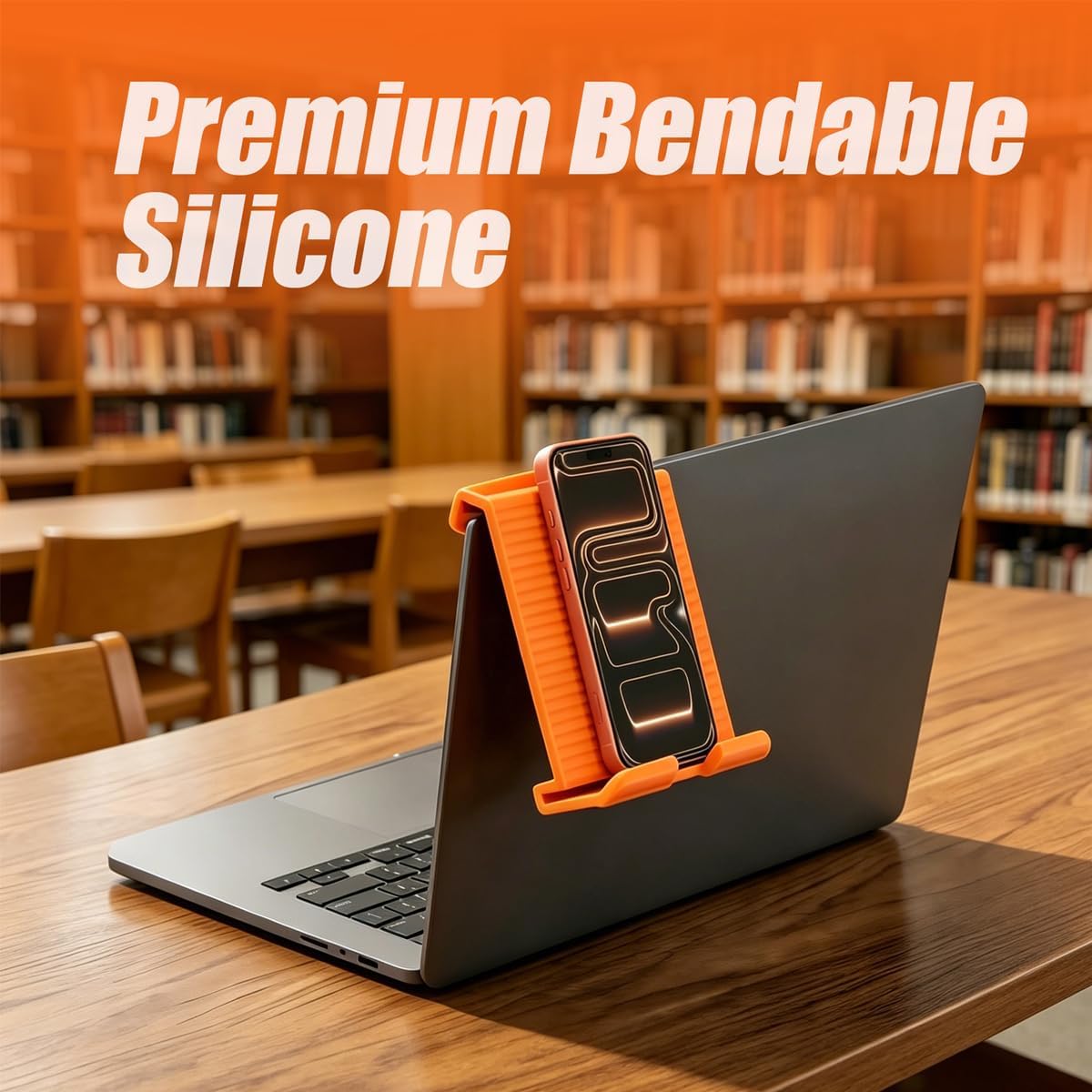 Portable Foldable Silicone Phone Laptop Pad Stand Orange | Eazy to Use,Suitable for office home travel,phone laptop pad holder whitch anti-slip