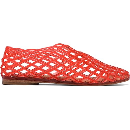 Red Jelly Mesh Ballet Flats for Women Adult Clear Hollow Jelly Sandals Beach Ballerina Jellies Shoes