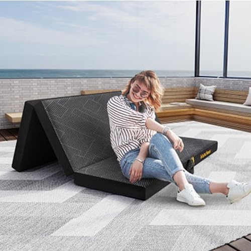 Miniatura 5 de Vamcheer Colchón plegable tamaño individual, colchón plegable de 4 pulgadas, tapete de espuma viscoelástica de triple pliegue con una funda plegable