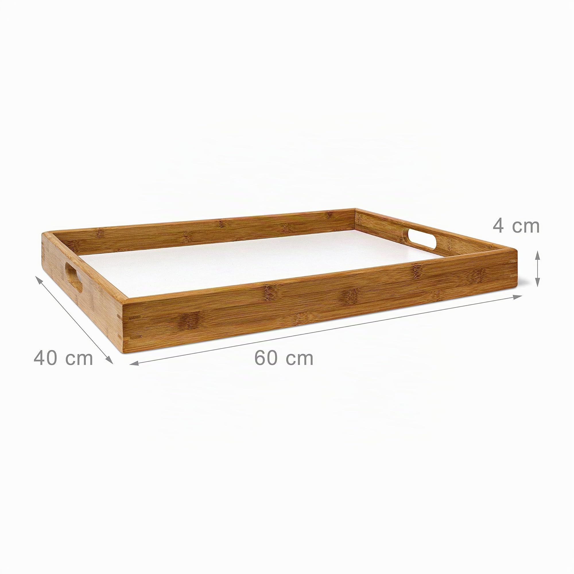 Relaxdays 10019176 Table d'appoint pliable bambou plateau amovible HxlxP: 72 x 60 x 40 cm Plateau de lit support table bout de canapé, blanc nature
