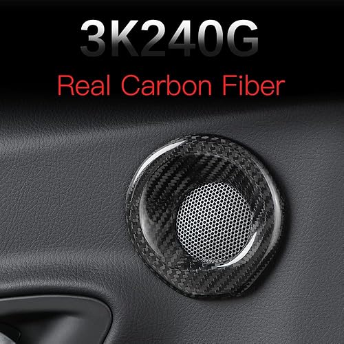 Miniatura 6 de JSWAN Fibra de carbono 2 unids puerta audio anillo decoración adhesivo para Supra A90 A91 GR MK5 cuerno círculo decoración cubierta puerta panel