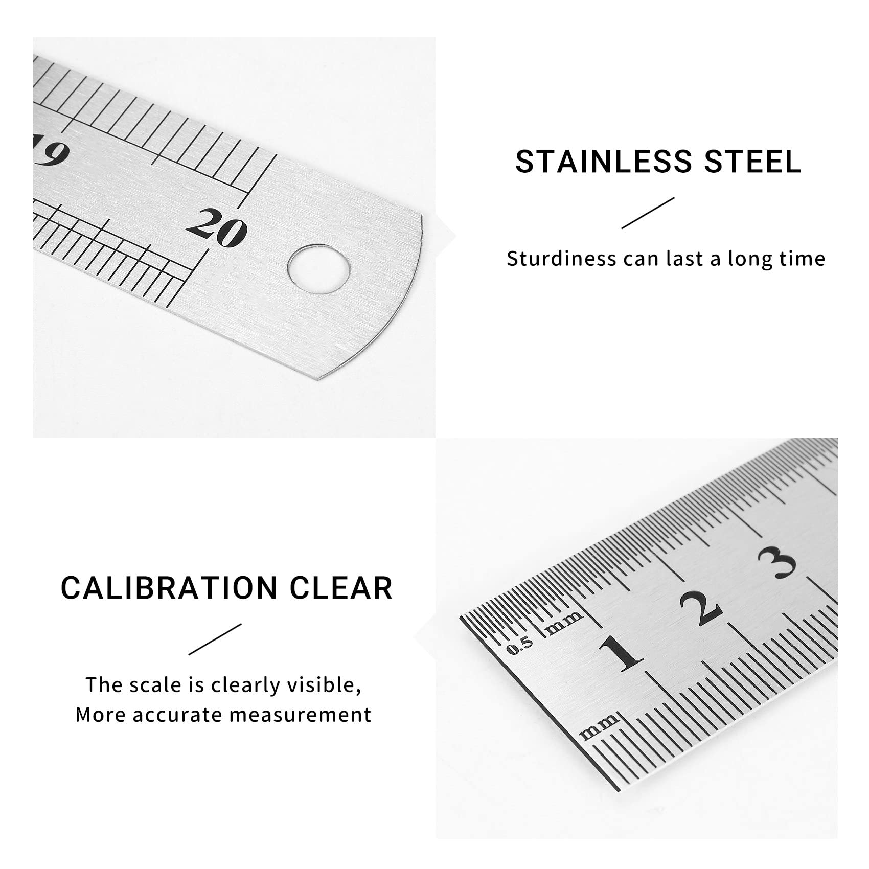 D.RECT Righello In Alluminio | Lunghezza Del Righello 50 Cm | Scala In Centimetri E Pollici