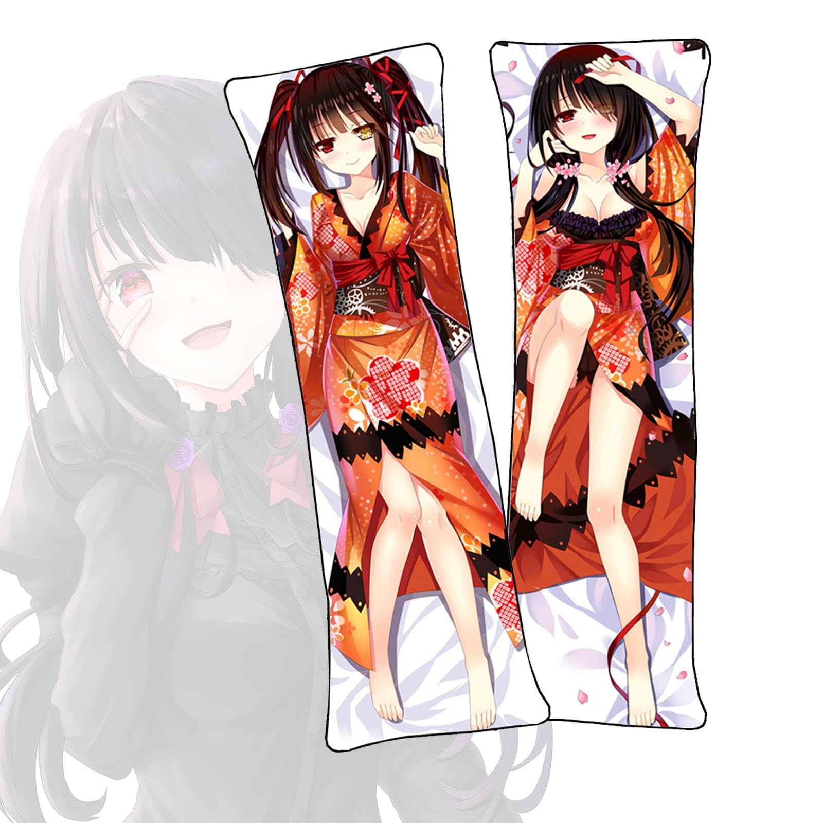 DAPANGGE - Anime Body Pillow Date A Live Tokisaki Kurumi Body Pillow Anime Short Plush Material Life-Size Pillowcase Tokisaki Kurumi 60 x 180 cm