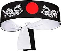 Vista 6 de Diadema reversible de guerrero, Bushido Hachimaki para karate, Halloween, sushi