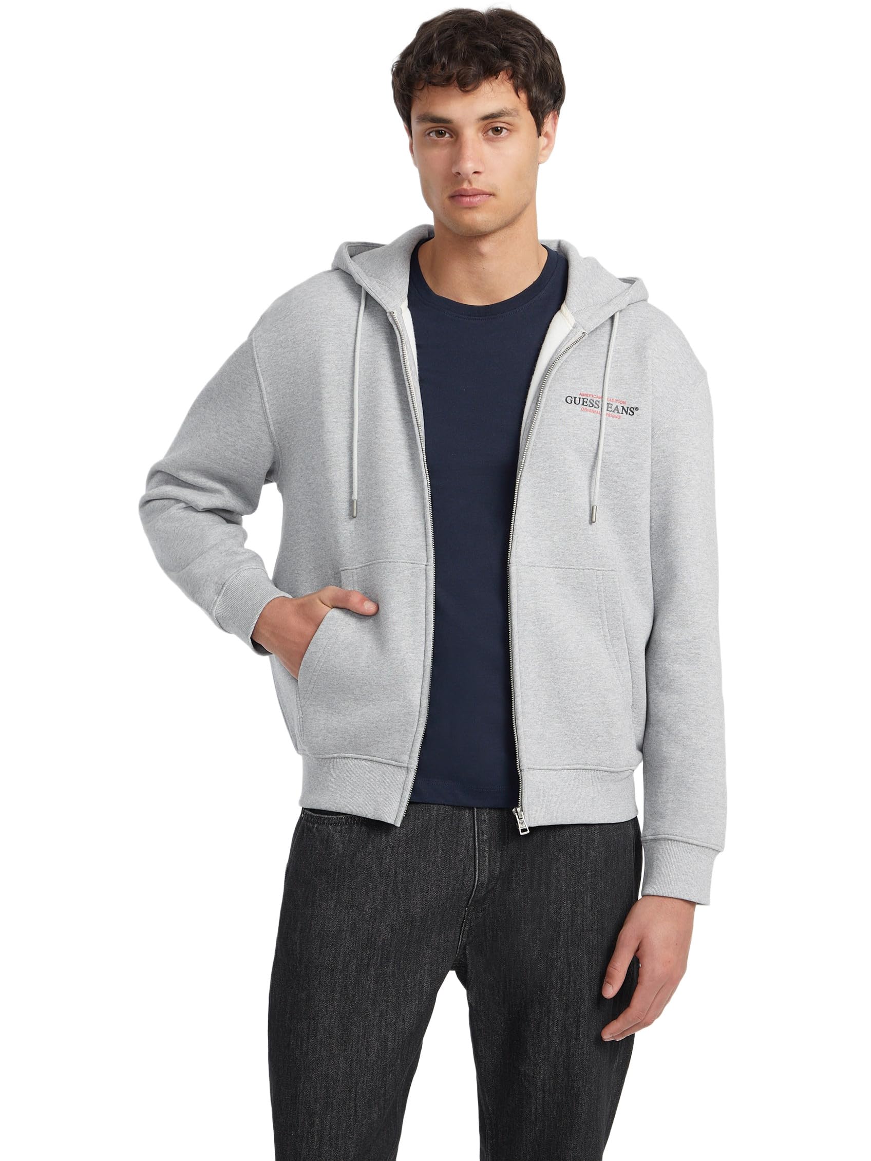Guess Gris Zip-Up Hoodie Reg Am Trad