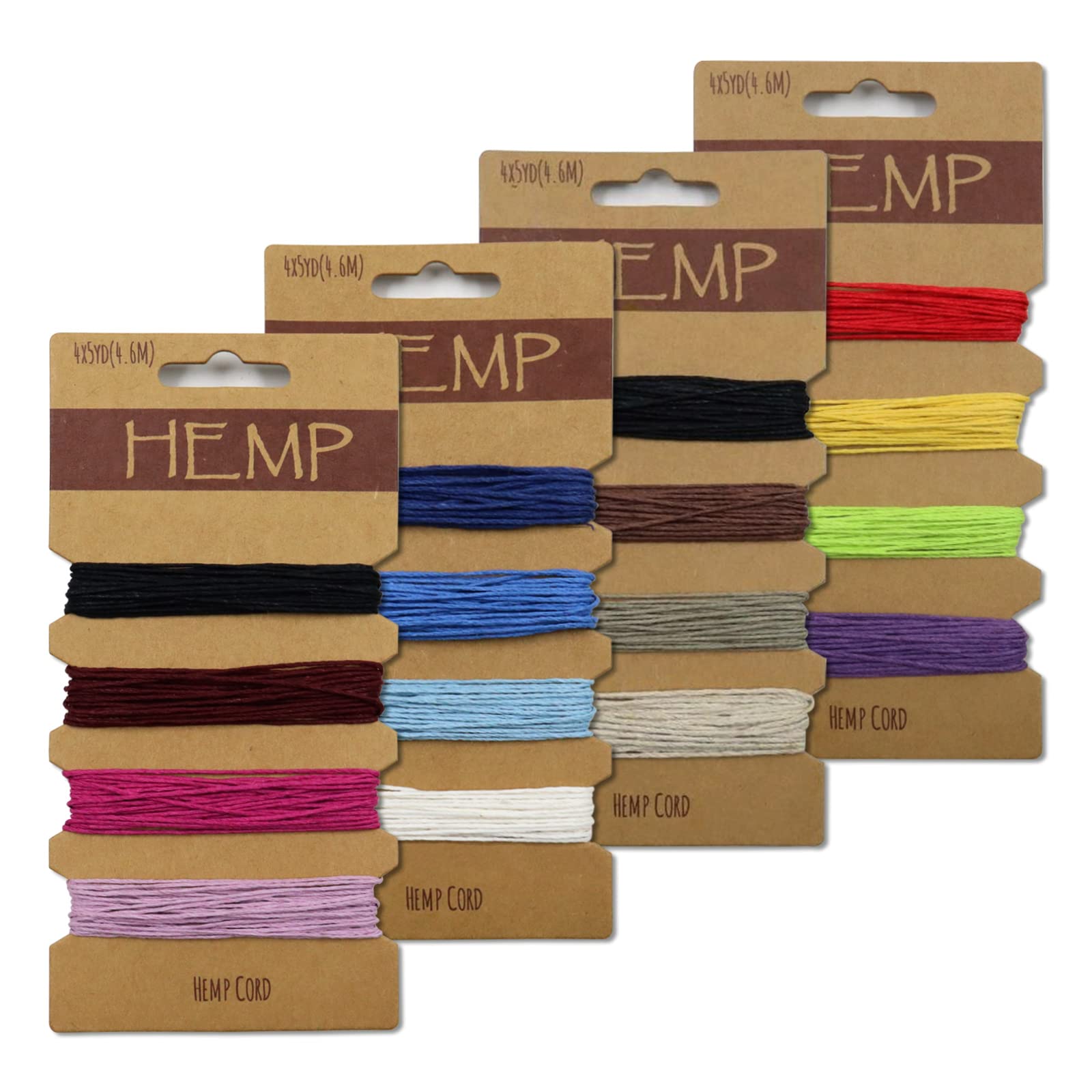 16 Colors Waxed Hemp Cord 1mm, 4 Cards Flax String Colored, 80 Yards Wax Coated Thread, Colorful Twine for Jewelry Bracelet Making Handmade Craft (Combo 1)