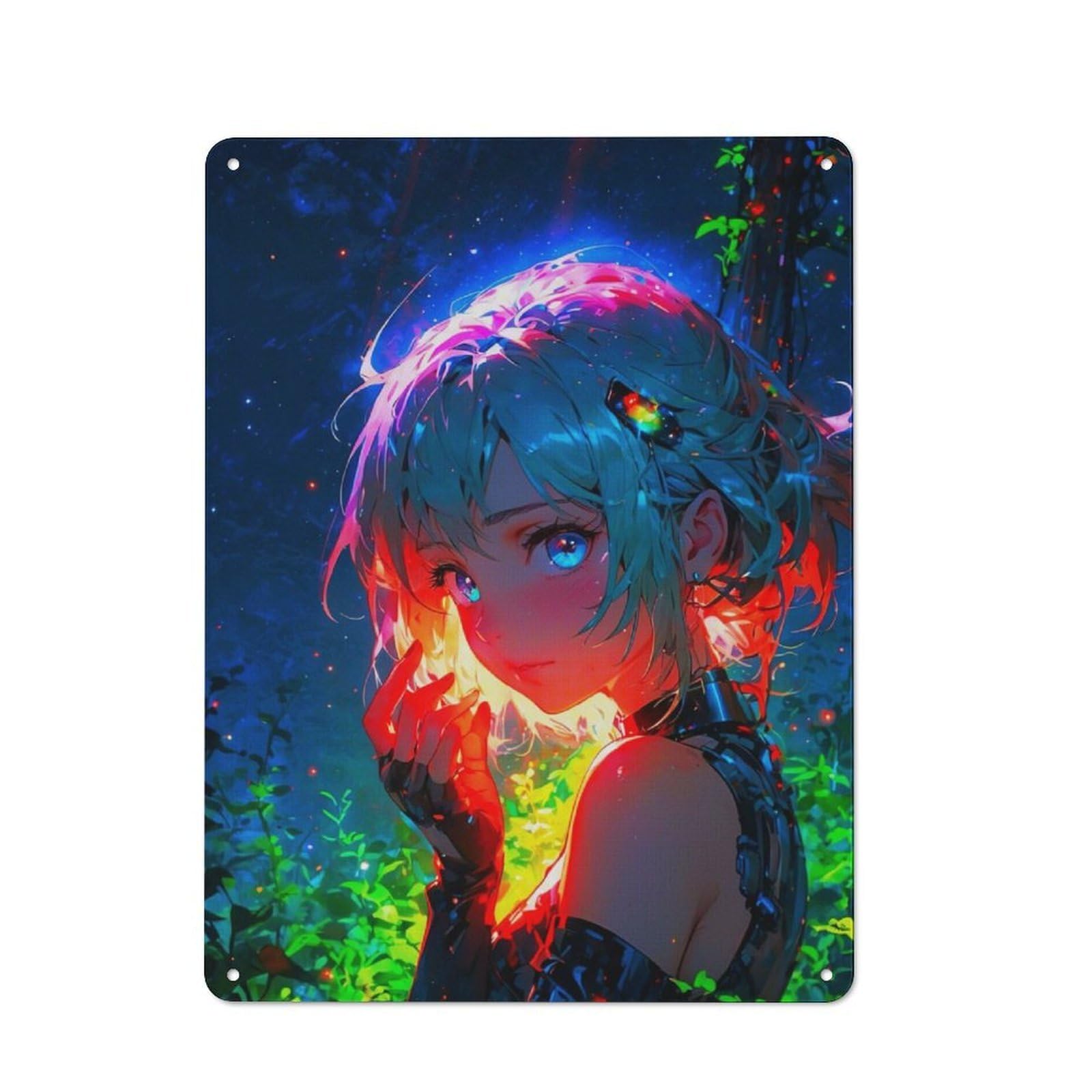 Junmoney Neon Night Woman Rustic Tin Wall Plaque 40X30cm For Studio Or Craft Room, For Garage, Workshop And Man Cave Decoration