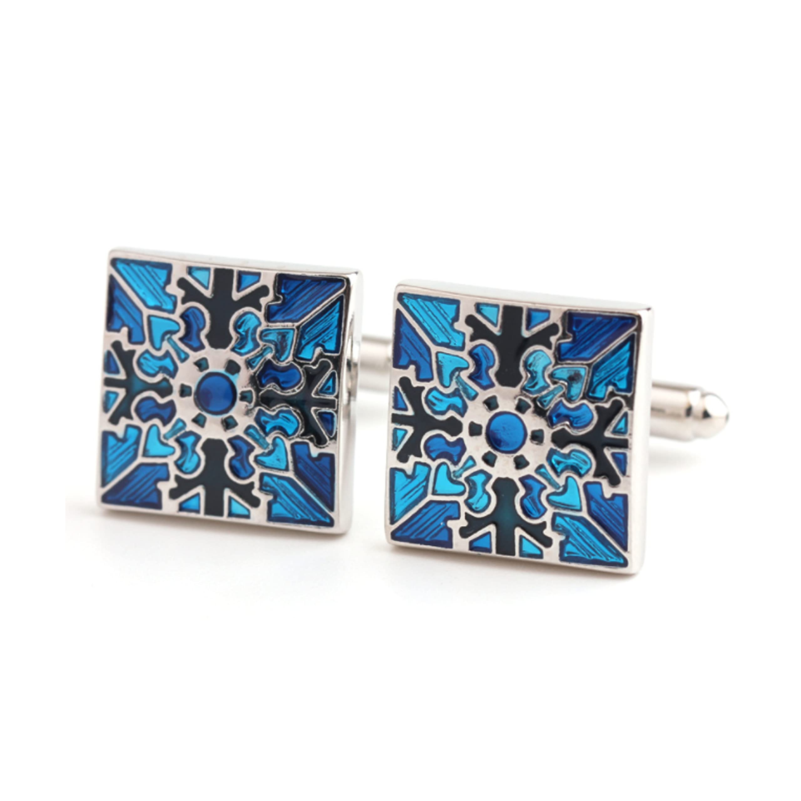 MEIJIMOYEA2 Pcs Cufflinks Square Blue Cuff Buttons Classic Mens Shirt Studs for Formal Occasion Wedding Party Business Talks