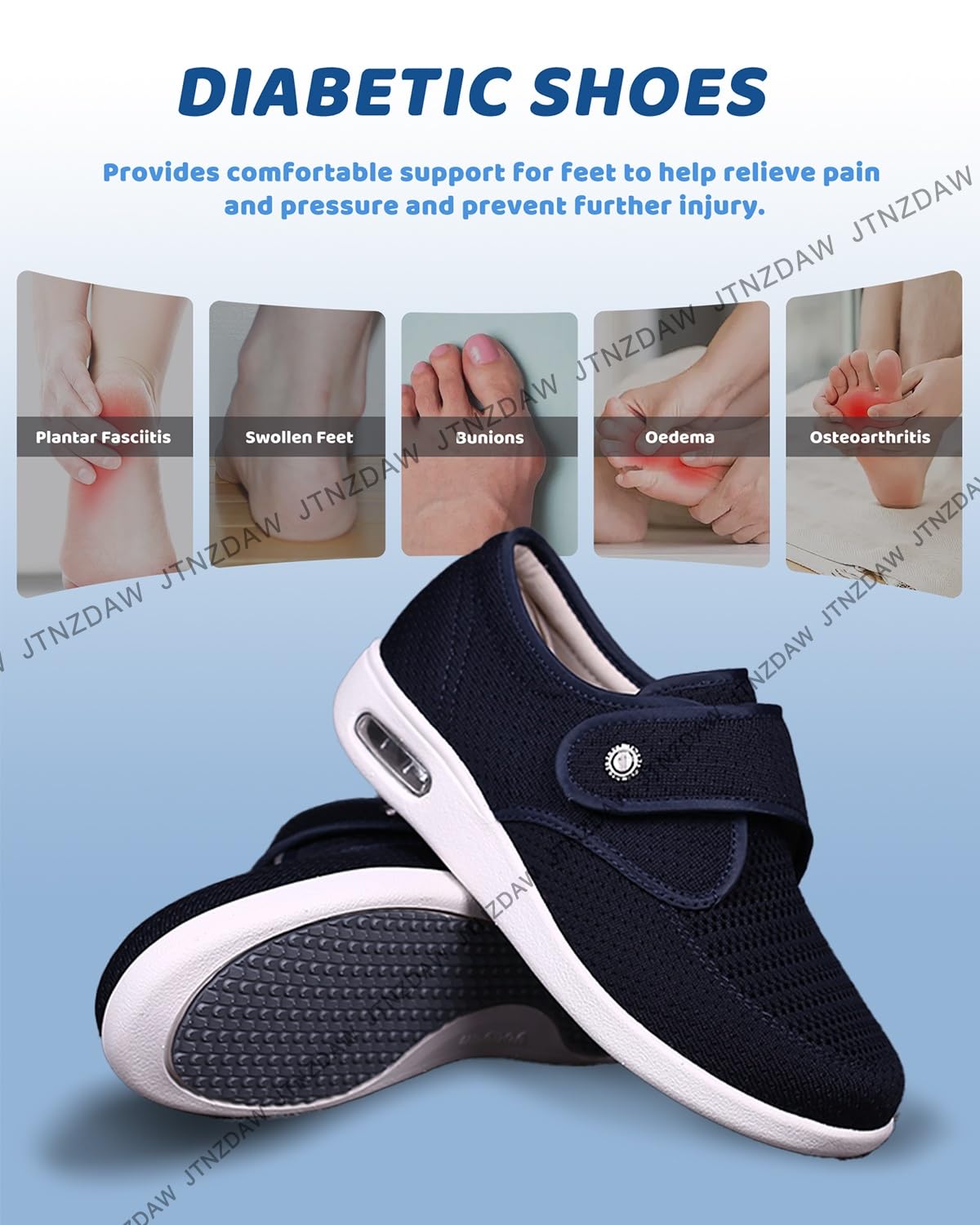 Diabetiker Schuhe Verbandschuh Damen Orthopädische Extra Weit Klettverschluss für Geschwollene Füße