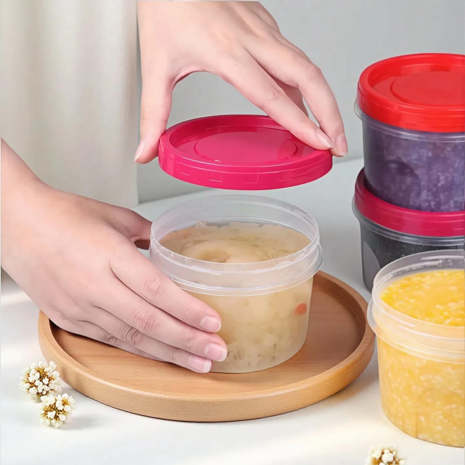 12 Pezzi 500ml Contenitori Ermetici per Alimenti Piccoli, Contenitori Svezzamento Freezer, Vasetti per Congelare Svezzamento, Riutilizzabili Contenitori con Coperchio