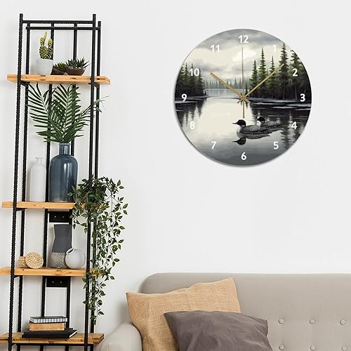Miniatura 6 de Lake Time Duck - Reloj de pared de PVC rústico para decoración de cocina, funciona con pilas, 15 x 15 pulgadas, reloj de pared retro sin tictac para