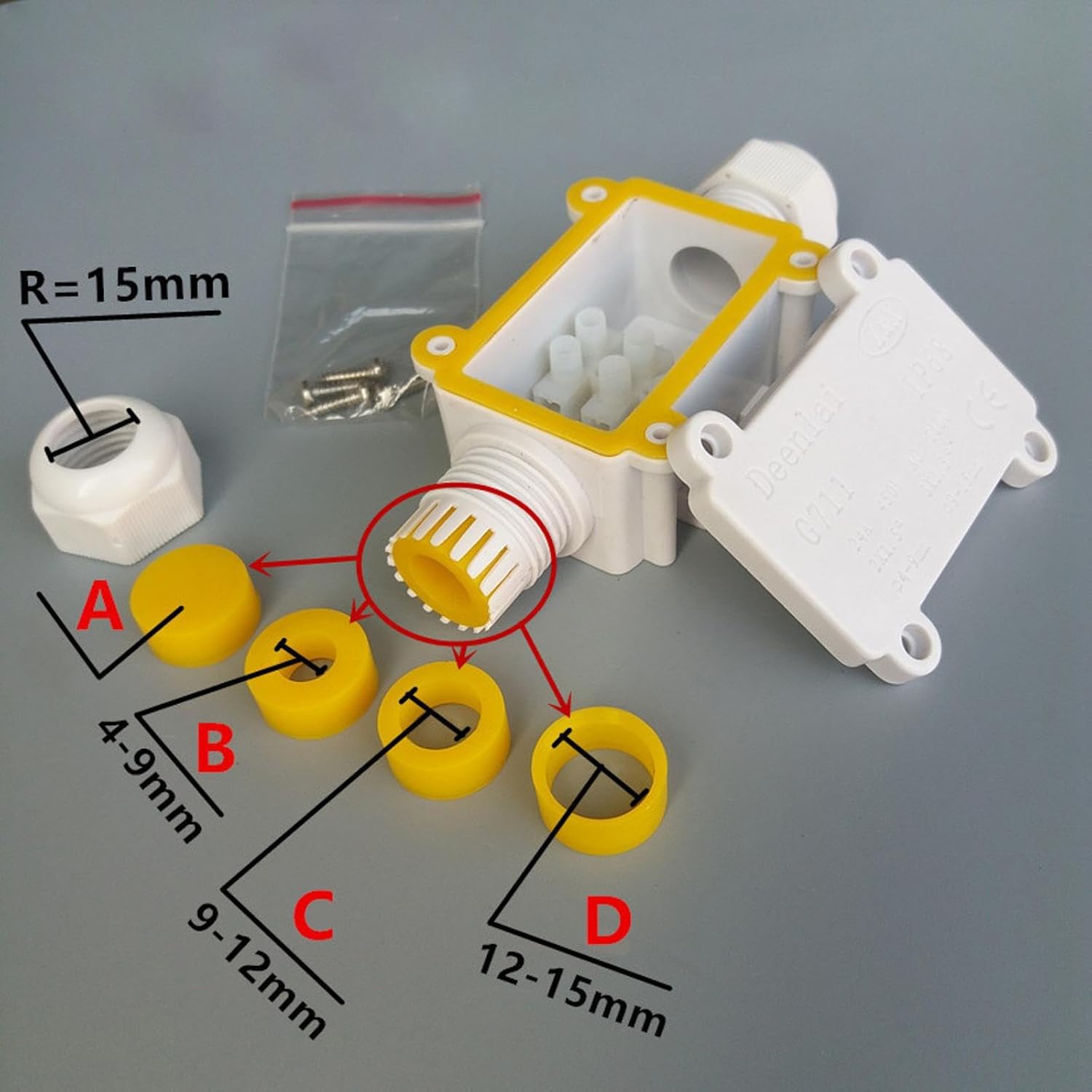 Waterproof IP68 Outdoor Junction Box Outdoor Cable Electrical Box with Screws 2 Way Junction Box for Protecting Underground Cable Line Wires Power Cord(Black, 5 PCS)