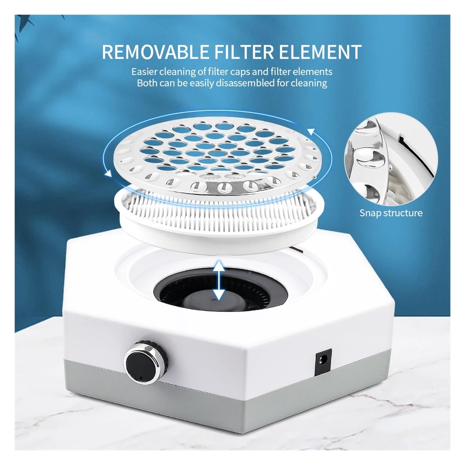 Nagelstaubsammler, 80W Nail Vacuum Cleaner Dust Collector Strong Power Suction with Rotary Switch Art Manicure Pedicure Tool
