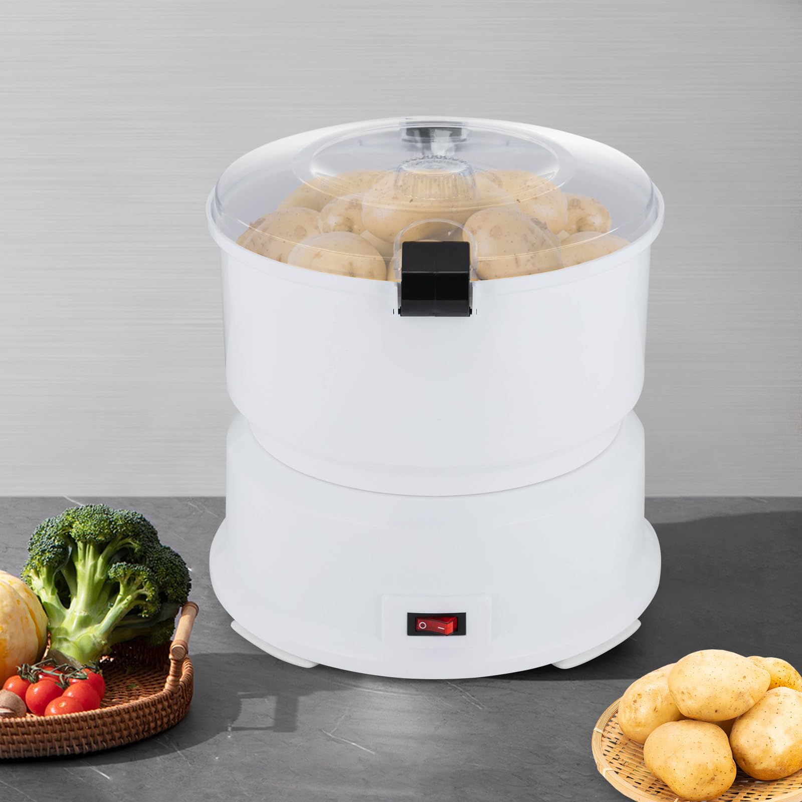 Elektrischer Kartoffelschäler, abnehmbar, mit Abtropfkorb und Schäler für Gemüse, für Küche, Restaurants, Fastfoods, zum Trocknen von Gemüse und zum Schälen von Kartoffeln