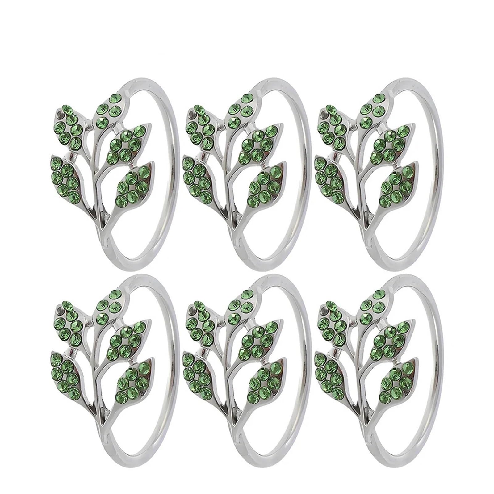Table Decor Napkin Rings, Napkin Rings 48PC Metal Point Diamond Green Leaves Hotel Table Banquet Decoration