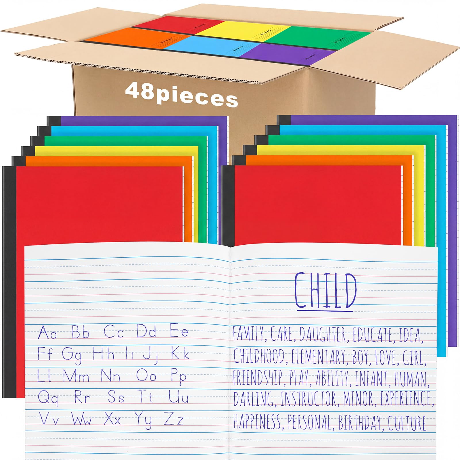 Henoyso 48 pezzi, 60 pagine, 24,8 x 19,1 cm, quaderno per composizione primaria K-2 a righe per bambini, diari primari, fogli per esercizi di scrittura a mano, forniture scolastiche