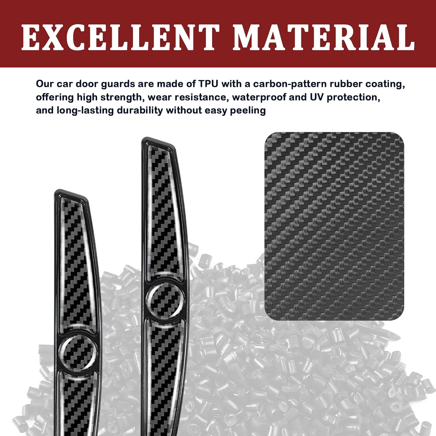 4PCS Carbon Fiber Car Door Edge Guards,Anti Scratch & Anti-Collision Car Door Edge Protector with Shark Blade Design,Cars Doors Bumper Guards Automotive Exterior Accessories image 3