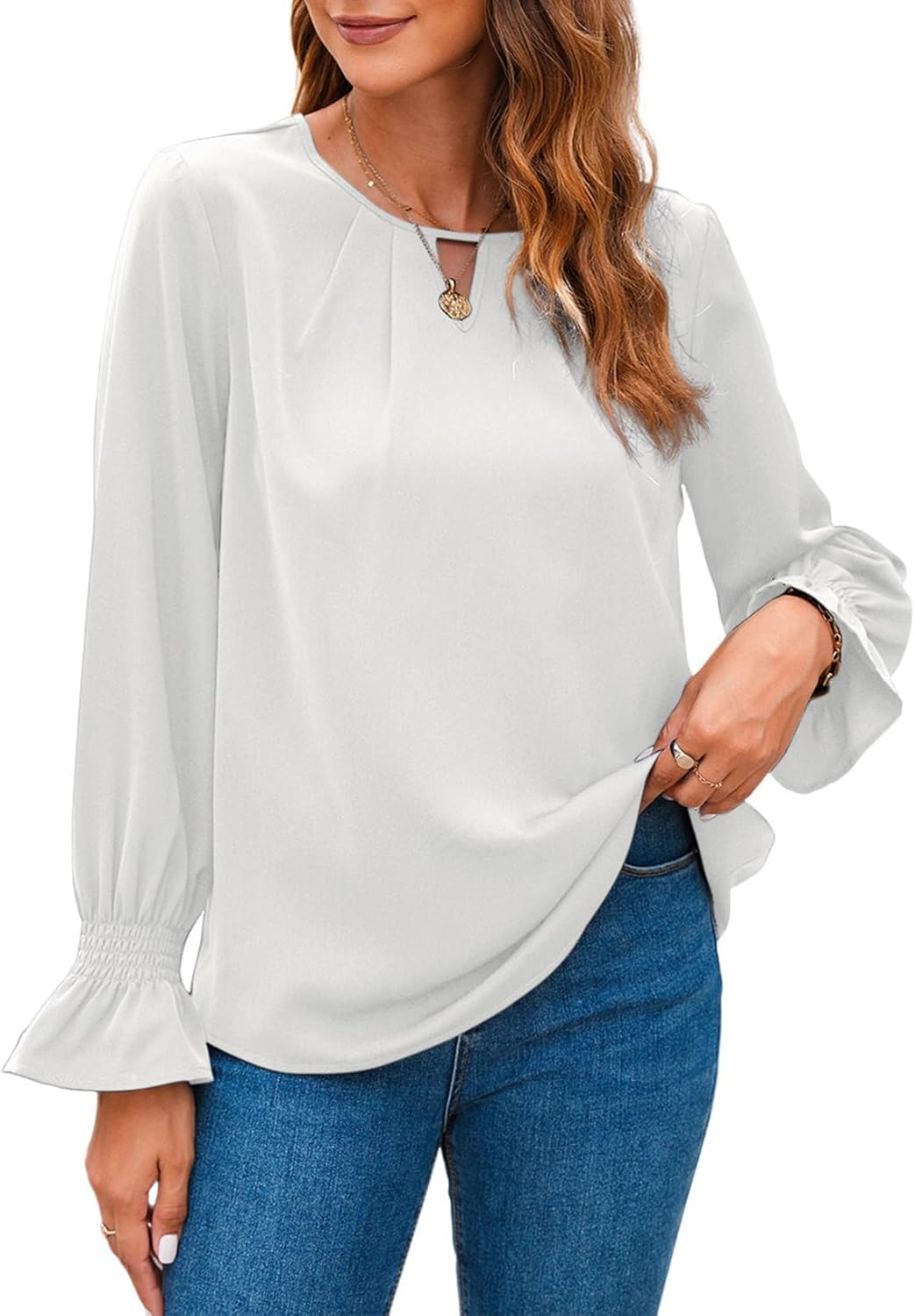 Dokotoo Womens Blouses for Women Dressy Casual Womens Fall Fashion 2025 Tops Women's Long Sleeve Blouses - Image 2