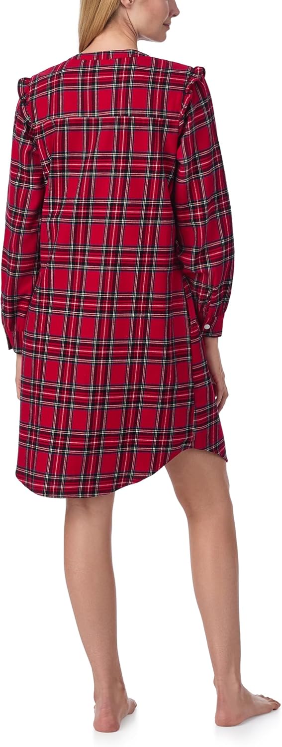 Lanz of Salzburg Sleepwear for Women Classic Button Front Flannel Nightshirt - Image 3