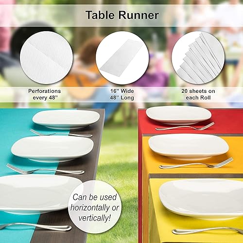 Miniatura 3 de American Homestead - Rollo de camino de mesa de papel, rollo desechable similar al lino de 78 pies, 20 caminos de mesa perforados (16 x 48 pulgadas)