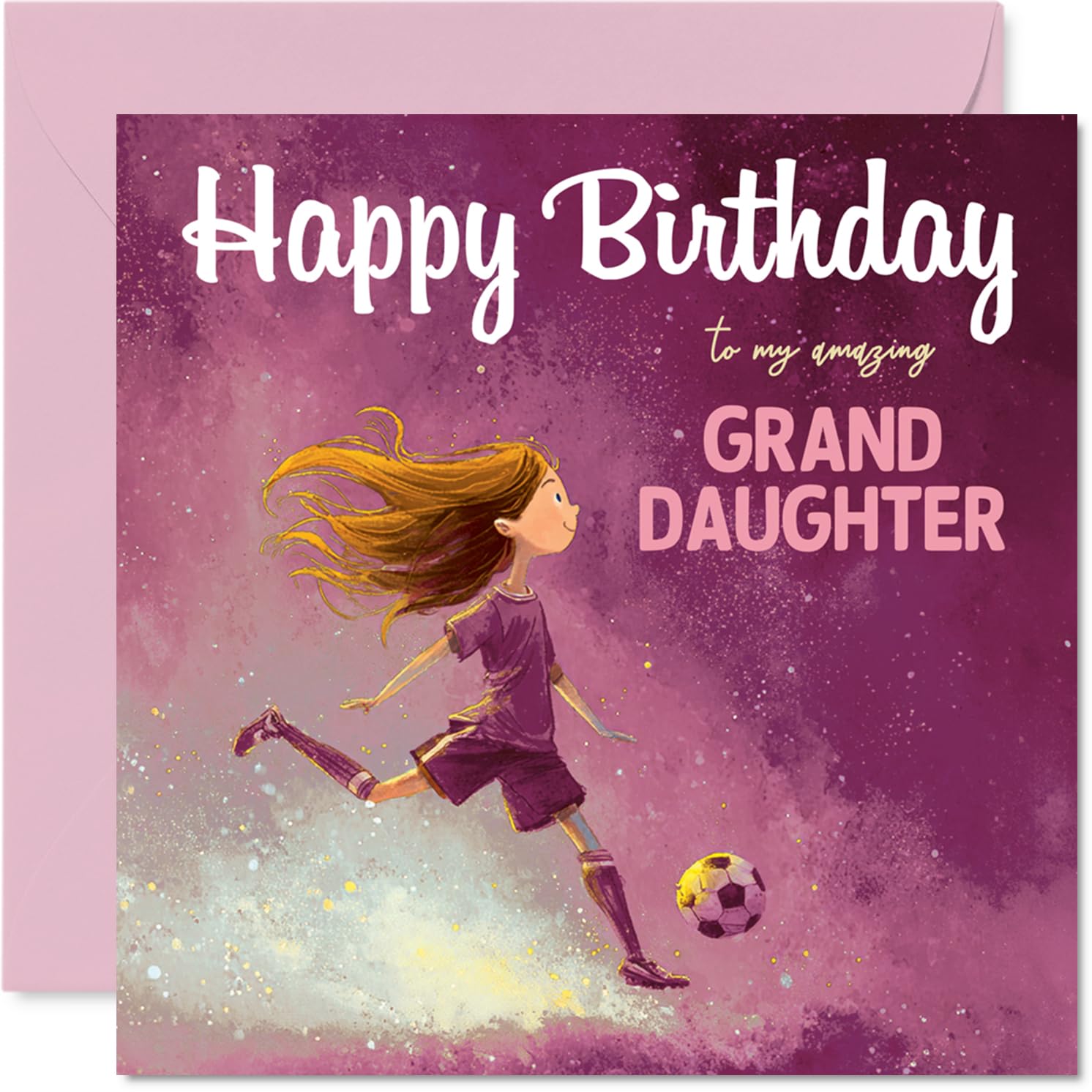 Granddaughter Birthday Card for Women - Football Girl - Happy Birthday Card for Girls, 145mm Female Greeting Cards