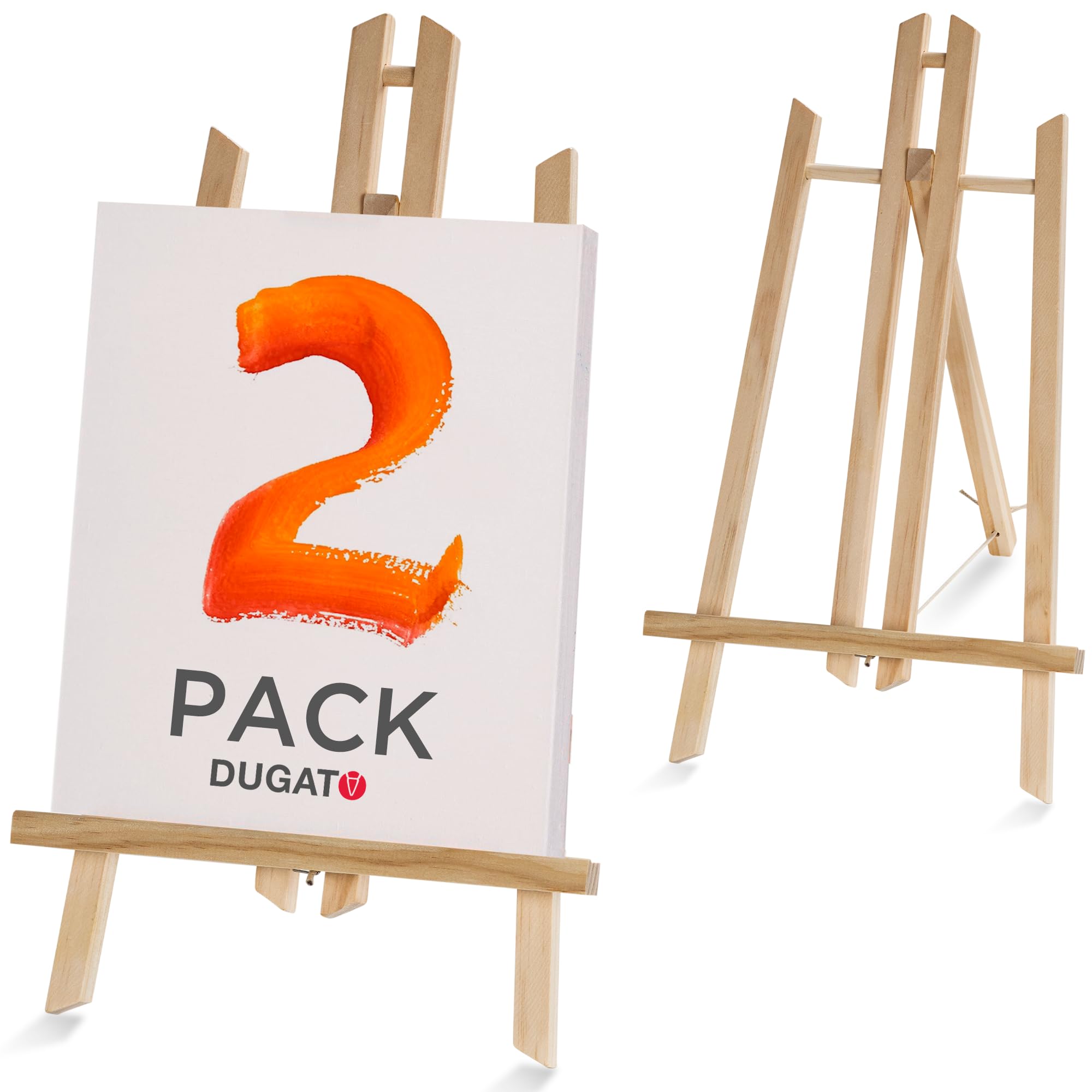 MJ RASG Wooden Easel Set - 8 Pack 16 Inch Tabletop Easel Stand With 2 Paint Palettes For Artists & Kids